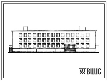 Фасады Типовой проект 233-1-113м Универсальный учебный и общественно-бытовой корпус для ПТУ на 540 учащихся. Для строительства в 1А, 1Б и 1Г климатических подрайонах на вечномерзлых грунтах