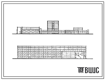 Фасады Типовой проект 232-2-52 Медицинское училище на 960 учащихся для городского строительства. Для строительства в IВ климатическом подрайоне, II и III климатических районах.