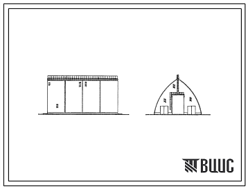 Фасады Типовой проект 705-7-3.83 Приемное устройство с повышенным железнодорожным путем для складов минеральных удобрений (несущие конструкции - клееные деревянные арки).