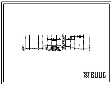 Фасады Типовой проект 261-16-11.91 Культурно-спортивный центр на 500 посетителей ( в деревоклееных конструкциях). Стены из панелей на деревянном каркасе и обшивкой из асбестоцементных листов.