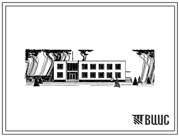 Фасады Типовой проект 264-20-22 Административное здание (Тип 2) для центральных поселков хозяйств до 4000 жителей. Для строительства в Белорусской ССР. Для сельского строительства.