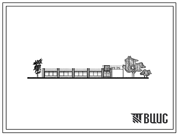 Фасады Типовой проект 274-13-30 Унифицированное здание продовольственного магазина самообслуживания «Гастроном» торговой площадью 950 м2 для строительства в 1В климатическом подрайоне, 2 и 3 климатических районах