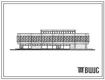 Фасады Типовой проект 272-21-12/76 Унифицированное блок-здание ресторана на 220 мест, работающего на сырье. Для строительства в 1В климатическом подрайоне, 2 и 3 климатических районах