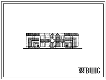Фасады Типовой проект 281-1-227с.13.89 Комплексный приемный пункт бытового обслуживания  на 25 рабочих мест (в конструкциях по шифру 1090.53.86 на базе серии 1.090.1-1). Для Приморского, Хабаровского краев и Амурской области. Сейсмичность 7 баллов. Здание двухэт