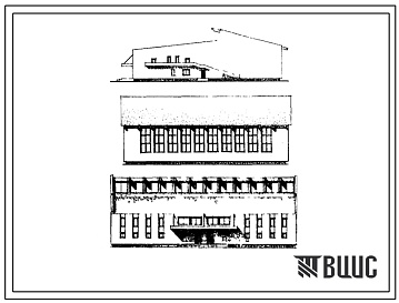 Фасады Типовой проект 294-2-62 Спортивный корпус с залом (ареной 36х18 м), с местами для зрителей. Для строительства в 1В климатическом подрайоне, 2 и 3 климатических районах