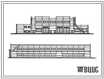 Фасады Типовой проект 501-3-23.85 Тепловозо-вагонное депо на 8 стойл для промышленных железных дорог колеи 1520 мм