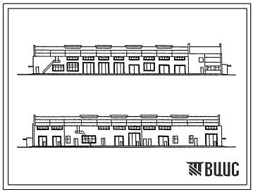 Фасады Типовой проект 503-1-32с.85 Главный корпус автотранспортного предприятия на 150 спецавтомашин для аэропортов гражданской авиации