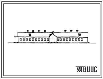 Фасады Типовой проект 802-63 тип 1 Свинарник на 400 голов племенного молодняка с кормлением в специальном помещении. Для строительства в районах с расчетной наружной температурой -10, -20 и -25 0С.