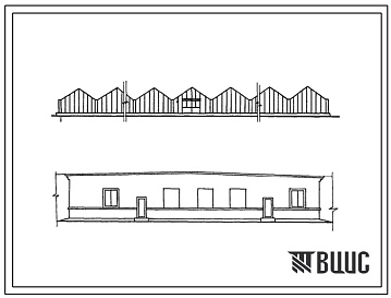 Фасады Типовой проект 810-86 Блок зимних почвенных теплиц площадью 6 га с пролетом звена 6,4 м с конструкциями из специальных облегченных профилей с параемтрами теплоносителя 130?-80?С ( вариант т.п. 810-73).