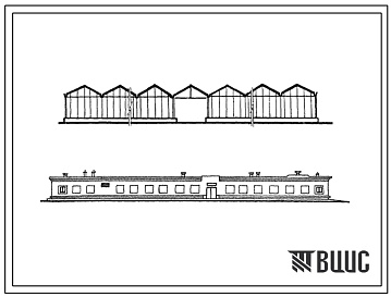 Фасады Типовой проект 810-45 Блок зимних грунтовых теплиц площадью 6 га.
