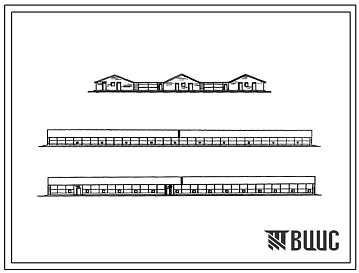 Фасады Типовой проект 805-2-12 Блок из 3 птичников на 39400 утят с выращиванием на подстилке. Стены из асбестоцементных панелей