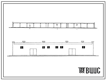 Фасады Типовой проект 816-17с Пункт технического обслуживания машинно-тракторного парка и сельхозхозяйственной техники хлопководческого колхоза или отделения совхоза с посевной площадью 2000 Га