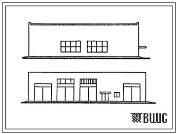 Фасады Типовой проект 816-2-12.84 Здание наружной мойки, диагностики и защаты машин от коррозии районного объединения "Сельхозхимия" (стены кирпичные)