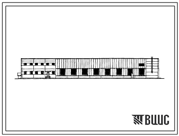Фасады Типовой проект 816-1-93.86 Главный корпус мастерской общего назначения райсельхозтехники с парком на 600 тракторов в обслуживаемых хозяйствах (вариант в легких металлических конструкциях)