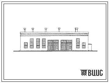 Фасады Типовой проект 816-71 Мастерская технического обслуживания (с электростанцией и котельной) на 40 тракторов. Для строительства в районах с расчетной наружной температурой -20, -30 и -40 0С.