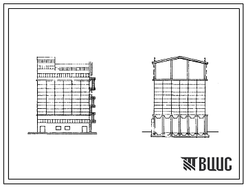 Фасады Типовой проект 813-168 Семенохранилище силосного типа емкостью 2500 т.