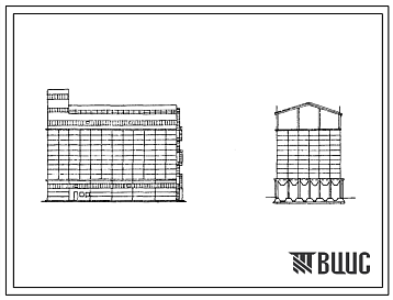 Фасады Типовой проект 813-169 Семенохранилище силосного типа емкостью 5000 т.