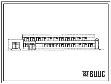 Фасады Типовой проект 807-11-11с.83 Административное здание с санпропускником на 120 человек для животноводческих комплексов и ферм. Для строительства  в подрайоне сейсмичностью 7, 8 и 9 баллов