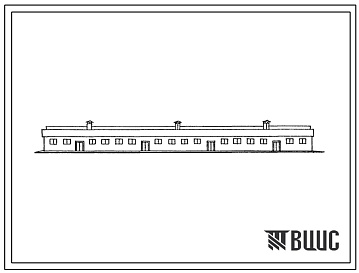 Фасады Типовой проект 201-61 Коровник на 200 голов при беспривязном содержании. (Здание с полным железобетонным каркасом и заполнением стен местными материалами).