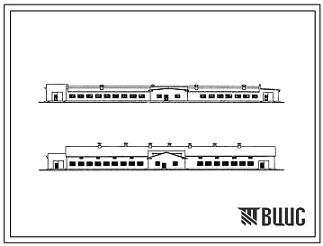 Фасады Типовой проект 801-99 Коровник на 200 коров стойлового содержания. Для строительства в районах с расчетной наружной температурой -20, -30 и -40 0С. (Для 1-3 проектно-строительный зон).