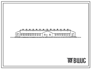 Фасады Типовой проект 801-154 Коровник на 200 коров стойлового содержания. Для строительства в районах с расчетной температурой -10 и -20 0С.