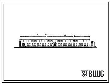 Фасады Типовой проект 801-145 Здание на 356 голов молодняка привязного содержания с раздачей кормов стационарным оборудованием. Для строительства в районах с расчетной наружной температурой -20, -25 и -30 0С.