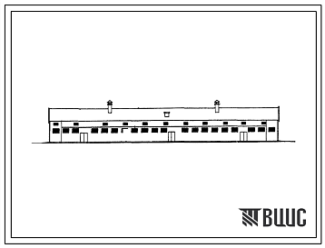 Фасады Типовой проект 801-158, тип 1 Коровник на 180 коров мясных пород беспривязного содержания с нормированным кормлением на выгульно-кормовых дворах. Для строительства в районах с расчетной наружной температурой -20 0С.