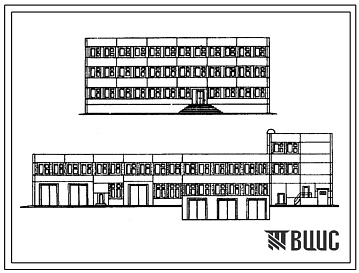 Фасады Типовой проект 416-7-169 Производственно-служебный корпус для ремонтно-производственной базы электросетей. Тип 2
