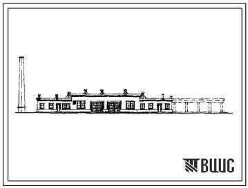 Фасады Типовой проект 416-7-14 Блок производственных зданий (ремонтно-механическая мастерская на 40 условных ремонтов; гараж на 9 автомашин безгаражного хранения, котельная на 1 млн. ккал/час).