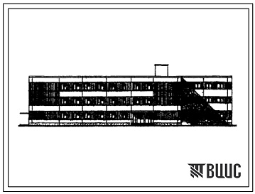 Фасады Типовой проект 416-9-7 Сблокированный корпус административного и вспомогательного  назначения для комбинатов хлебопродуктов. Стены панельные