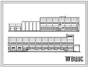 Фасады Типовой проект 412-2-46.12.87 Молочный комбинат мощностью 100 т цельномолочной продукции в смену. Производственный корпус
