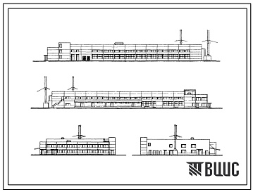 Фасады Типовой проект 414-1-10 Хлебозавод мощностью 30 т хлебобулочных изделий в сутки (вариант на твердом топливе)