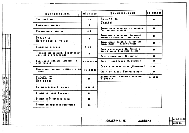 Состав альбома. Шифр 25-1970 ОзеленениеАльбом 1 Рабочие чертежи  озеленения магистралей и улиц гор. Москвы