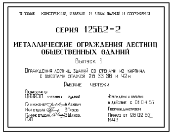 Состав Серия 1.256.2-2 Металлические ограждения лестниц общественных зданий. Рабочие чертежи.